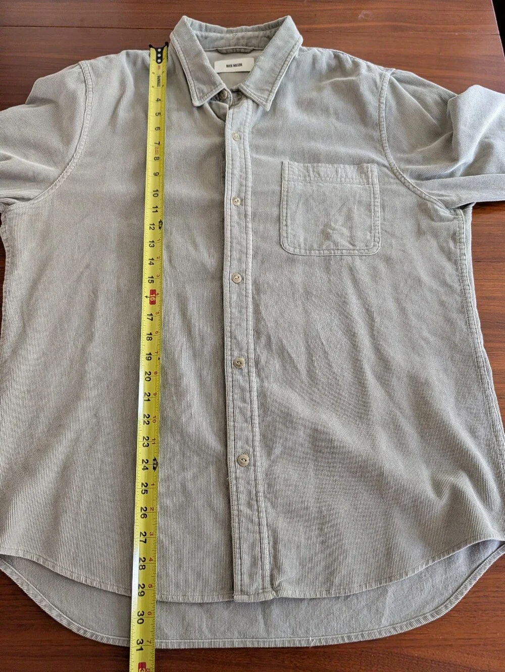 Buck Mason Corduroy Button Up Shirt Size XL Gray Pre Owned